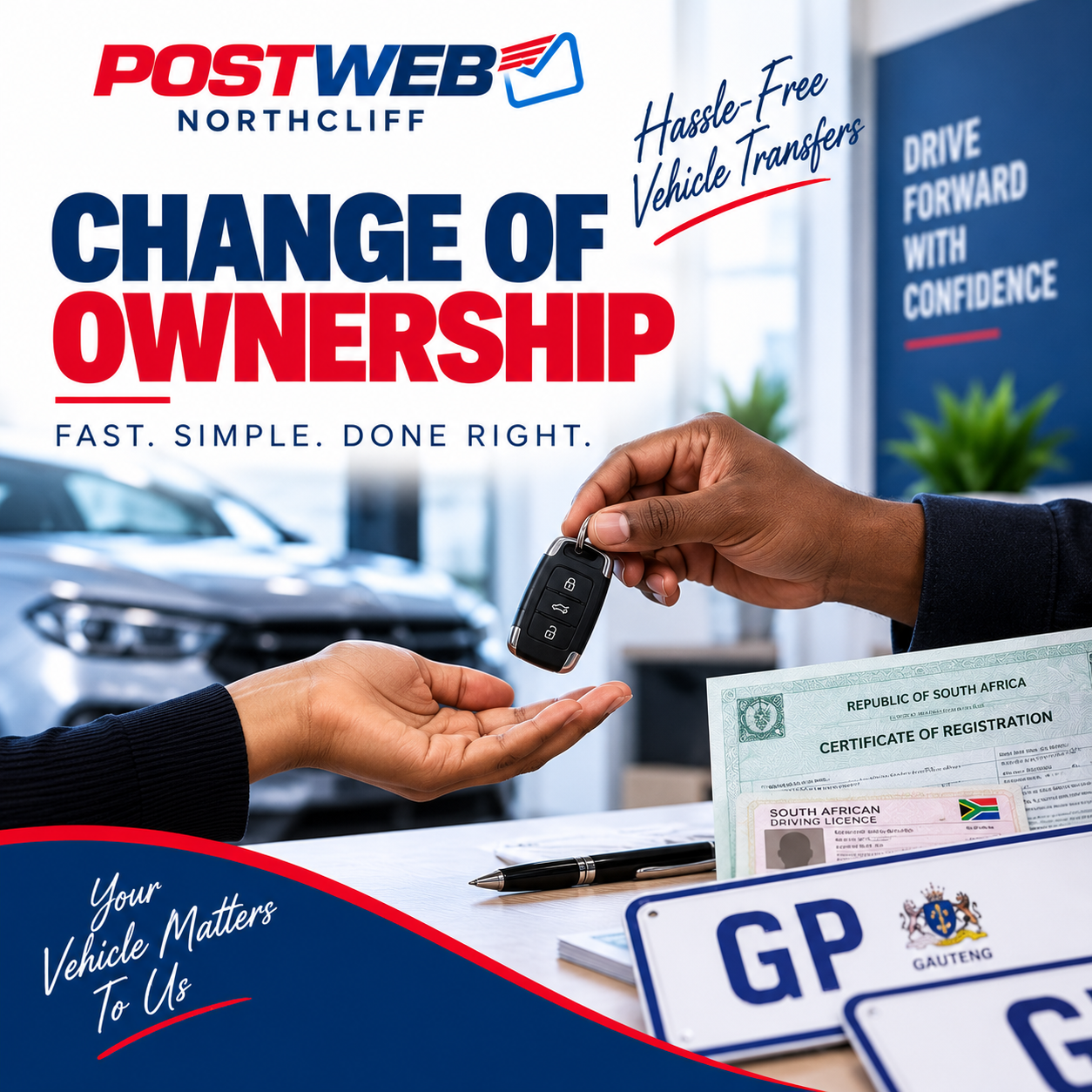 Handing over car keys with a vehicle registration certificate